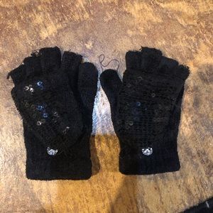 Black Sequin Fuzzy Gloves
